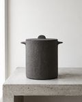 Earth Interior - Pot + Lid + Linen Bag - L - Papier-Mâché - Black