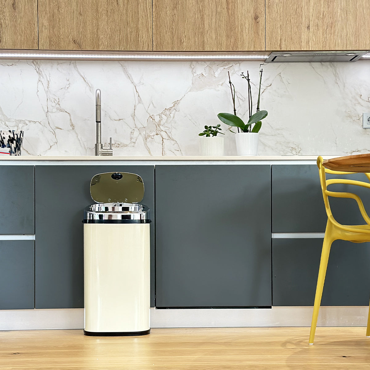 Largo - Poubelle Automatique Inox 42L - Acier Inoxydable - Beige