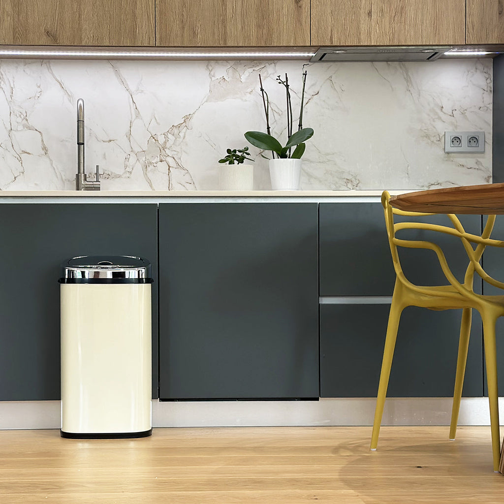 Largo - Poubelle Automatique Inox 42L - Acier Inoxydable - Beige