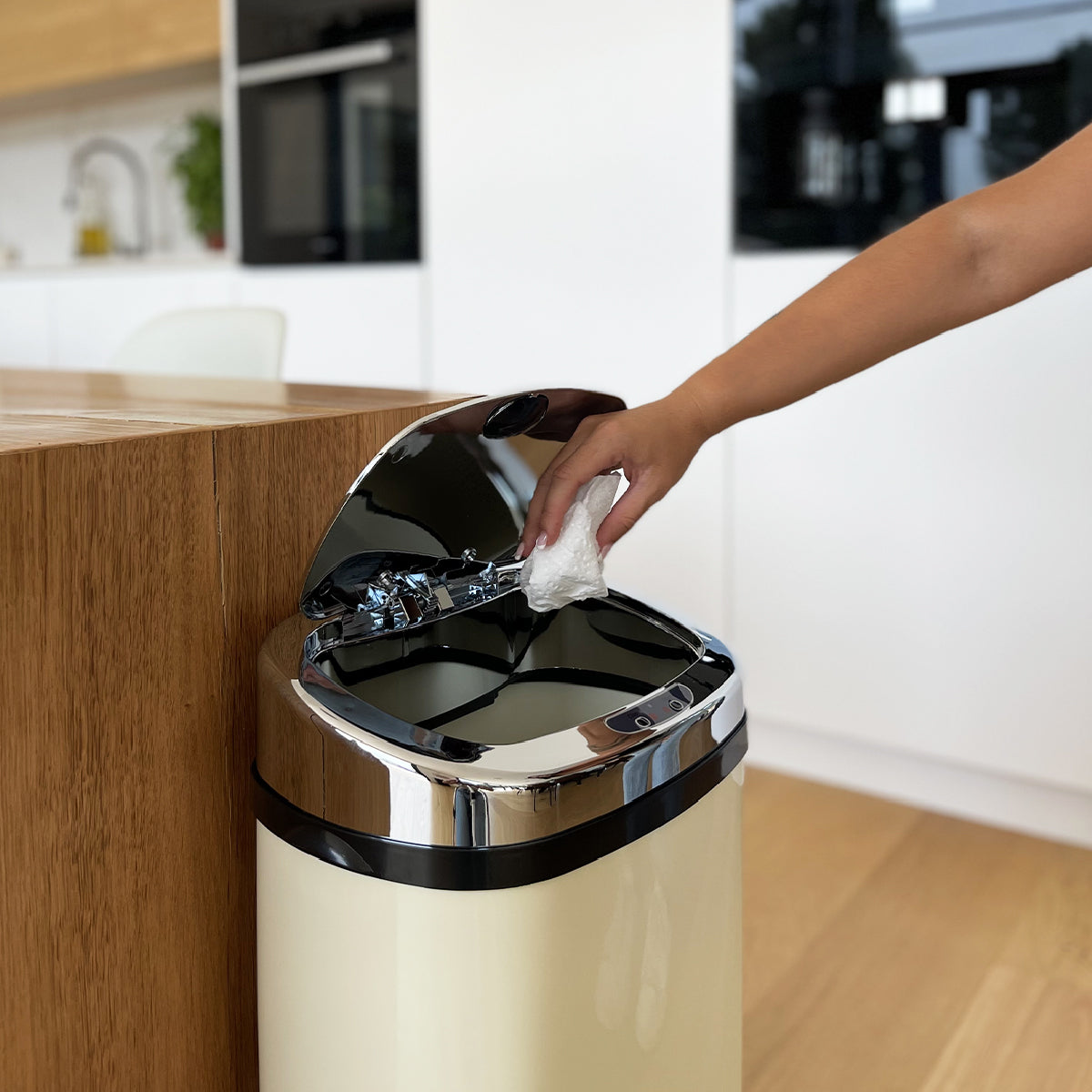 Largo - Poubelle Automatique Inox 42L - Acier Inoxydable - Beige