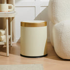 Lot de 3 Poubelles Push en Plastique 8L GLINT Blanc et Or