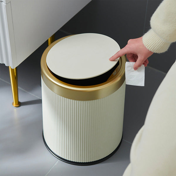 Papelera de Empuje de Plástico 8L GLINT Blanco y Dorado
