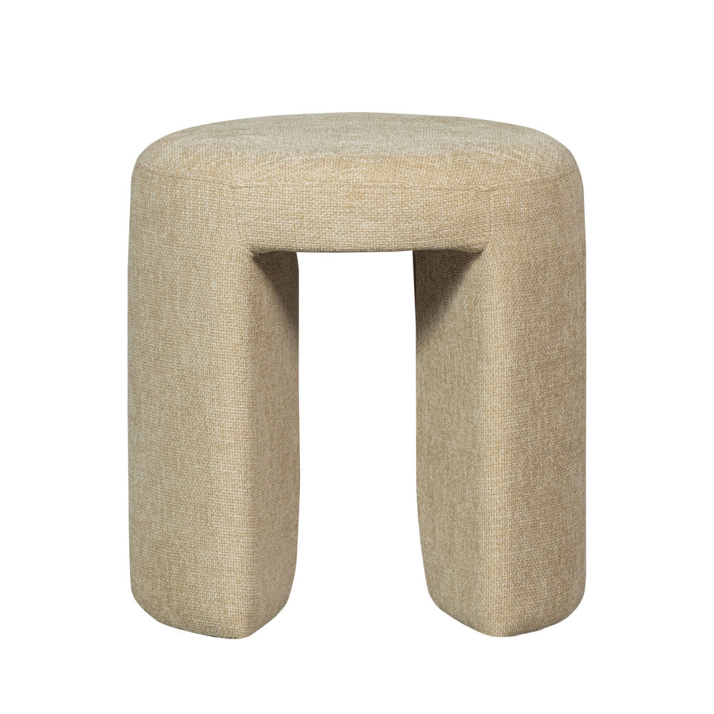 Charlie - Puf redondo - Tela - Beige