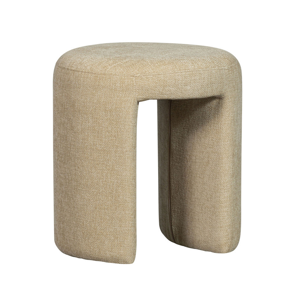 Charlie - Puf redondo - Tela - Beige