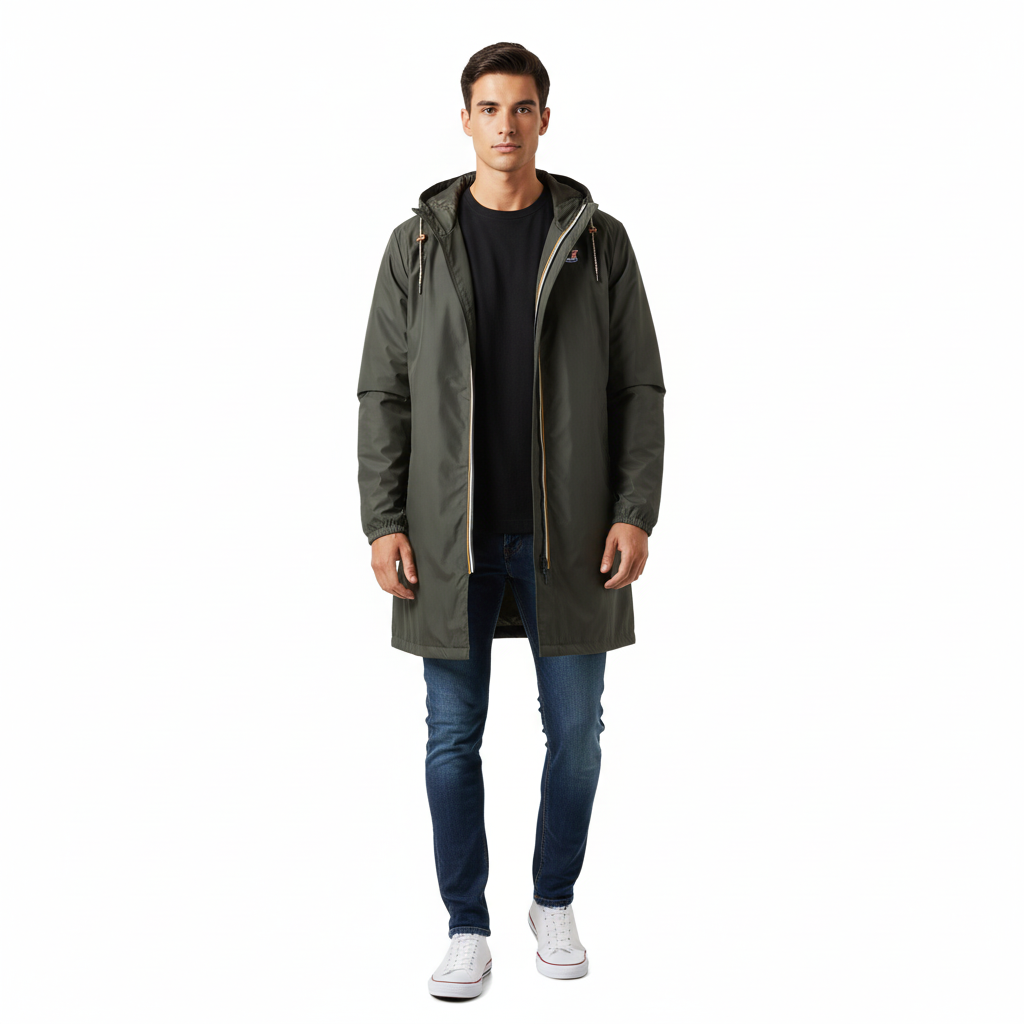 K-Way Le Vrai 4.0 Eiffel East Hooded Parka - Khaki/Black