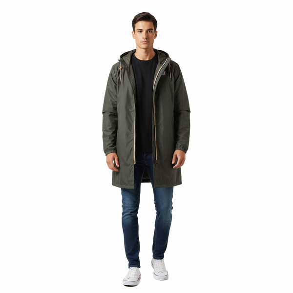 Parka À Capuche K-Way Le Vrai 4.0 Eiffel East - Kaki/Noir