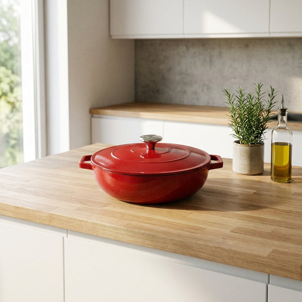 Sauteuse En Fonte D'Acier Ronde - Rouge