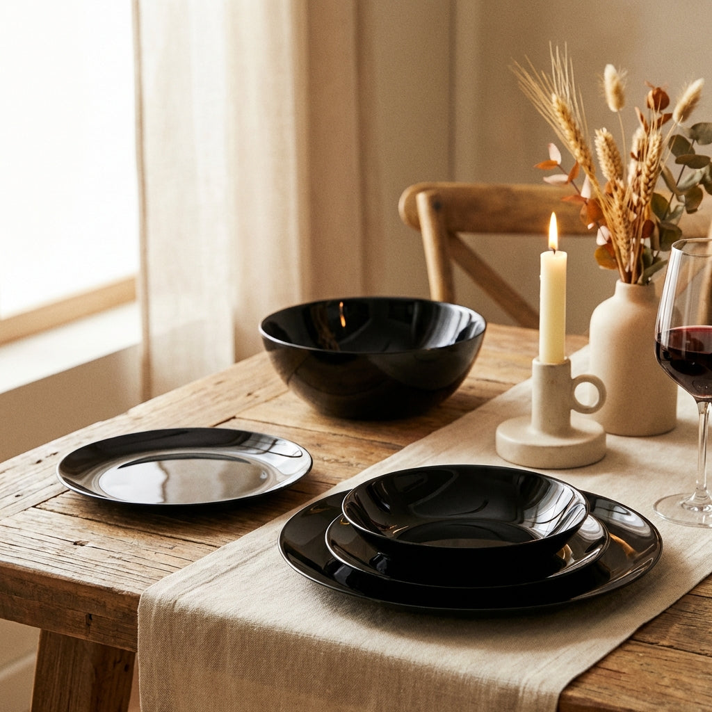 Diwali - 19-Piece Dinner Service - Black - Luminarc