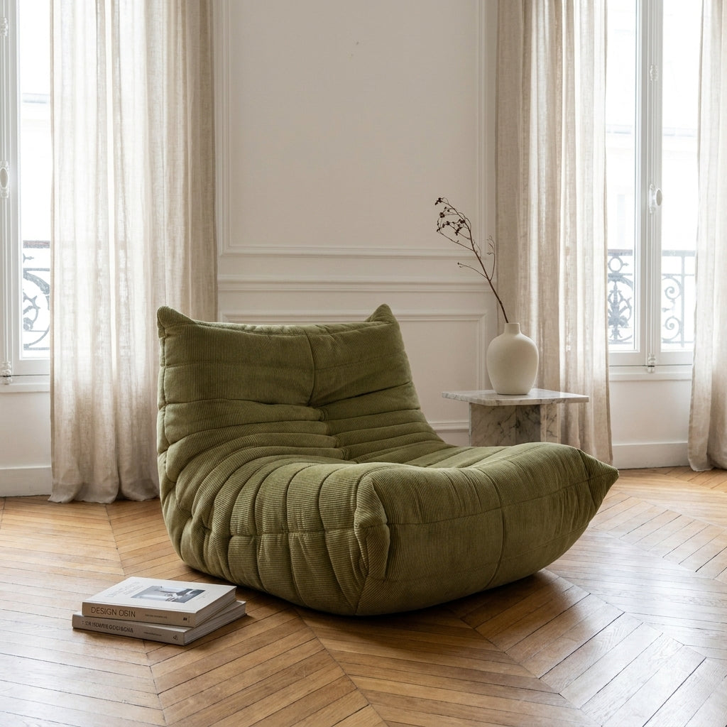 Green Corduroy Velvet Togo Lounge Chair