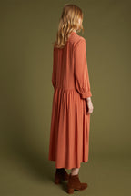 Robe-Chemise Longue - Brique - Femme