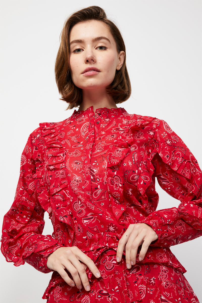 Vestido con volantes rojo
