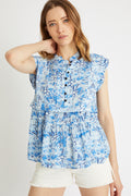 Top Tie And Dye Bleu Cobalt Et Bleu Clair
