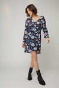 Robe Portefeuille Noir Et Fuchsia