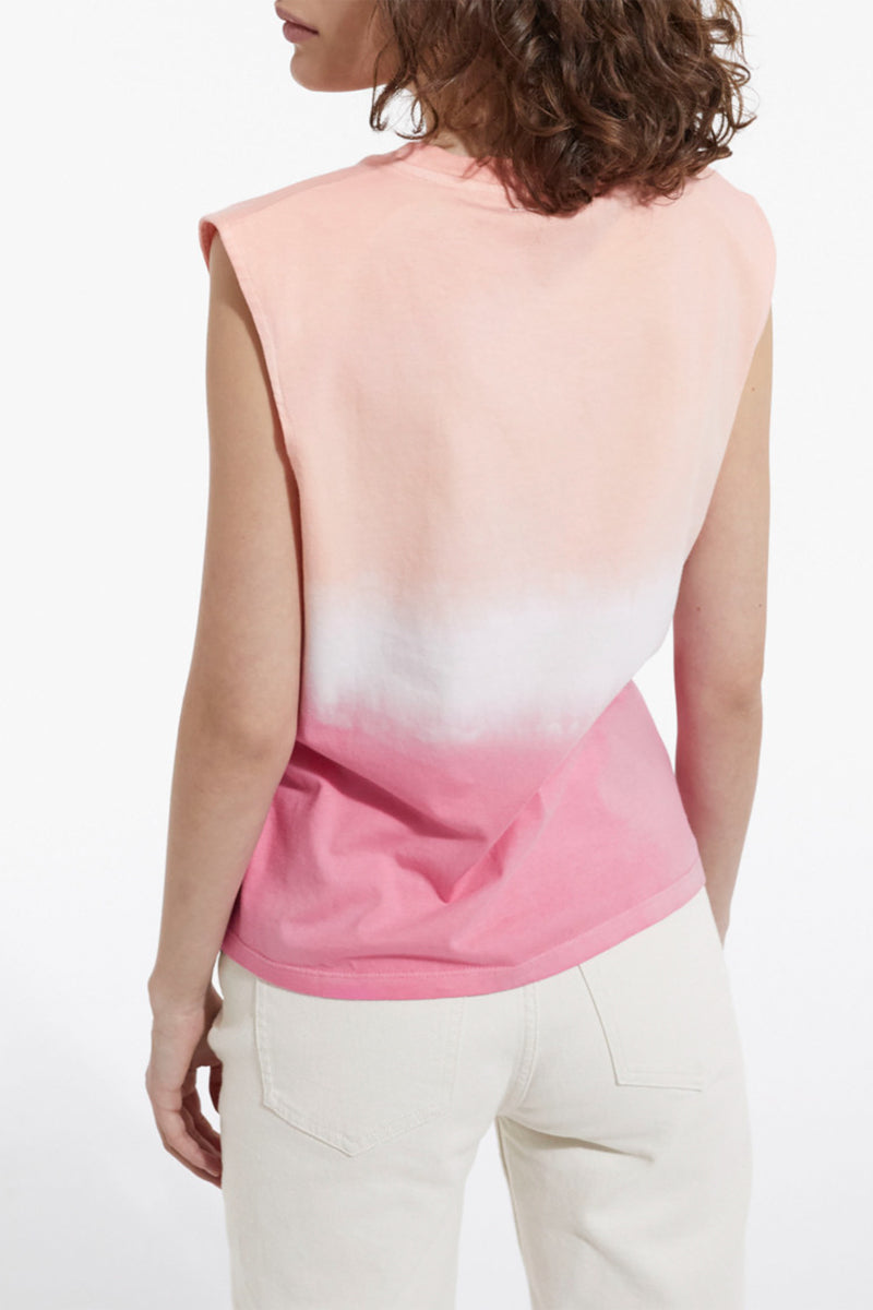 The Kooples - Camiseta de algodón rosa y blanca con motivo degradado - Mujer