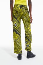 The Kooples - Pantalon Droit - Noir Et Vert Citron - Femme
