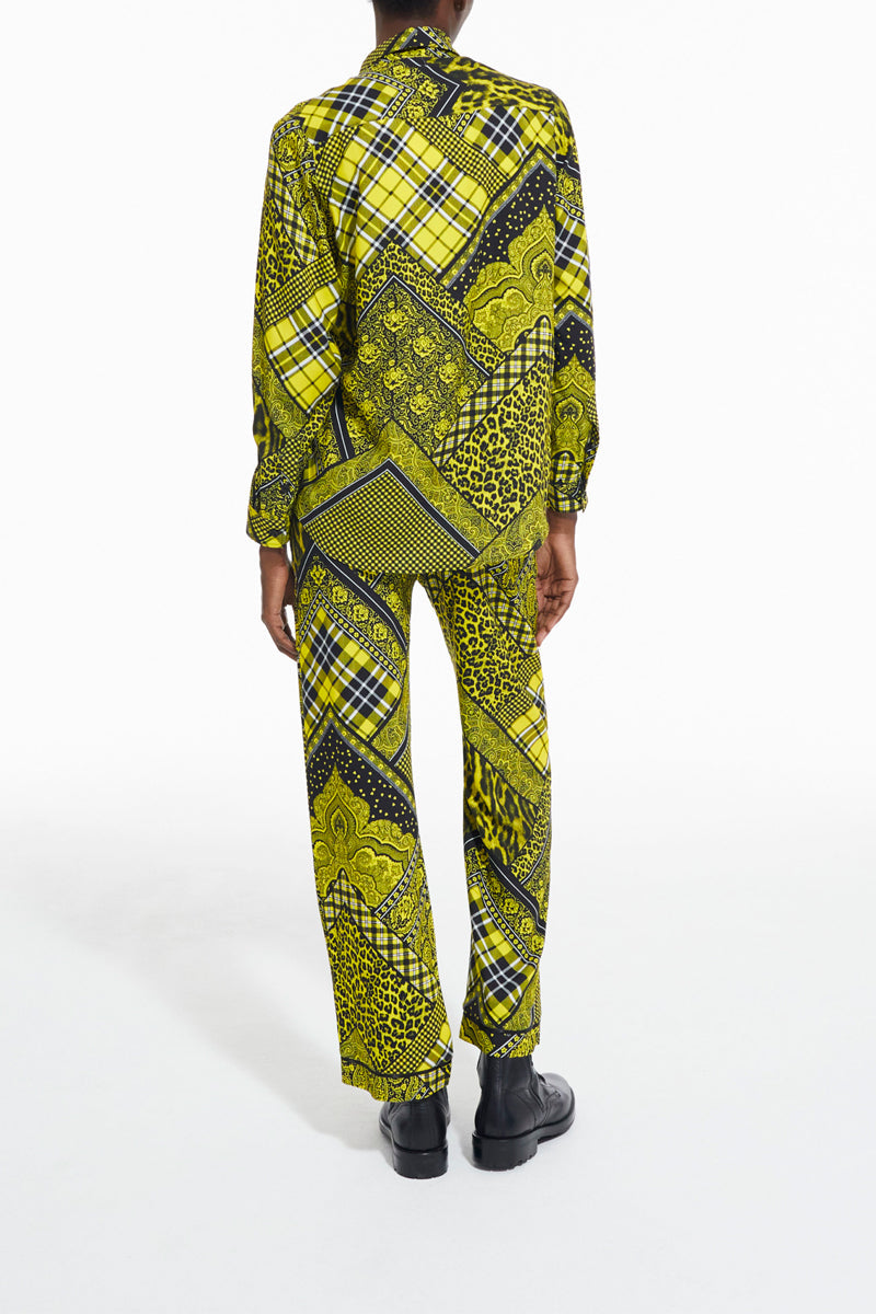 The Kooples - Pantalon Droit - Noir Et Vert Citron - Femme