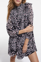 The Kooples - Robe Trapèze - Noir Et Rose - Femme