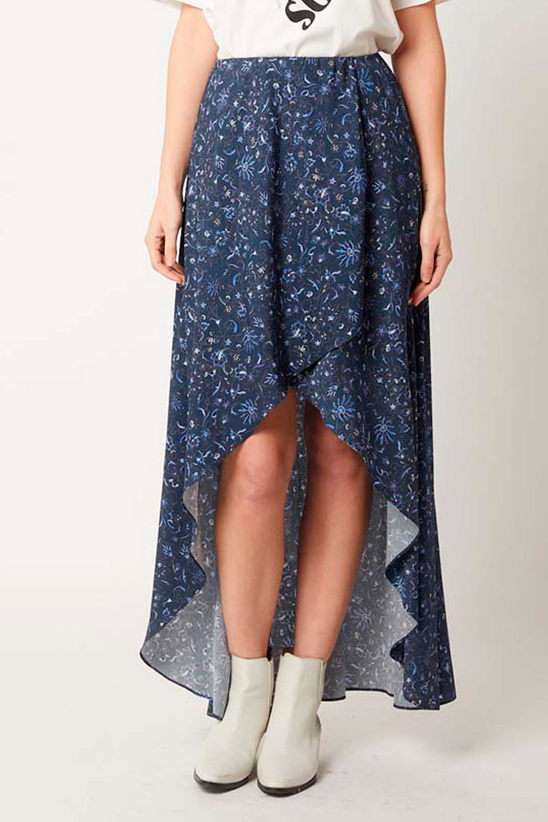 Berenice - Asymmetric Printed Long Skirt - Calgari