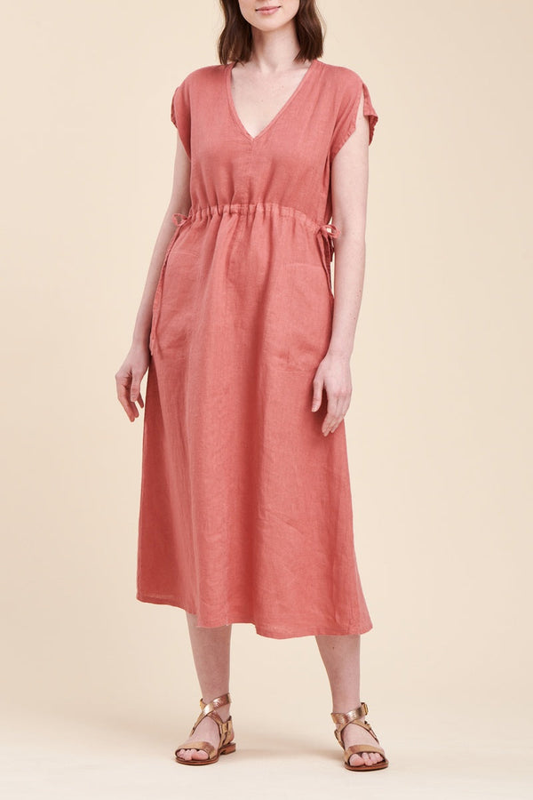 La Fée Maraboutée - Vestido Midi de Lino Pelota Salmón