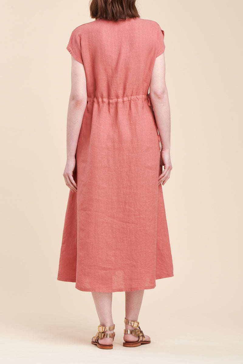 La Fée Maraboutée - Robe Midi En Lin Pelota Saumon