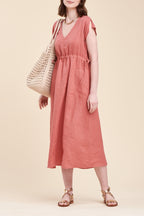La Fée Maraboutée - Robe Midi En Lin Pelota Saumon