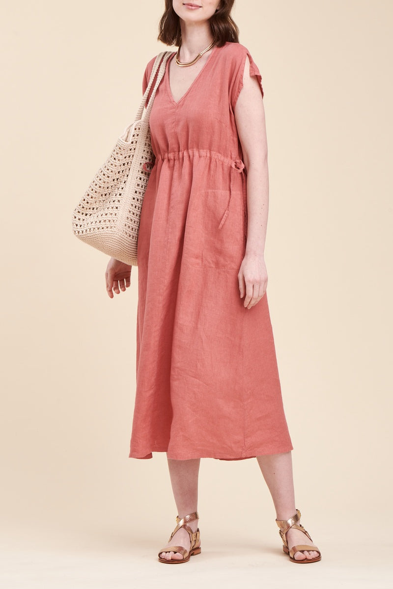 La Fée Maraboutée - Robe Midi En Lin Pelota Saumon