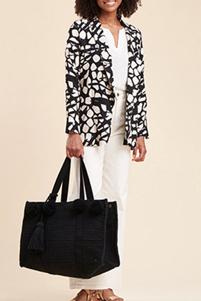 Veste Papier Noir Et Écru
