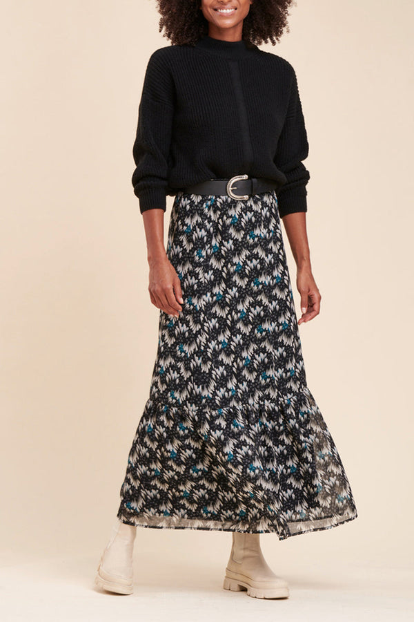 La Fée Maraboutée - Cima High-Waist Long Skirt Black