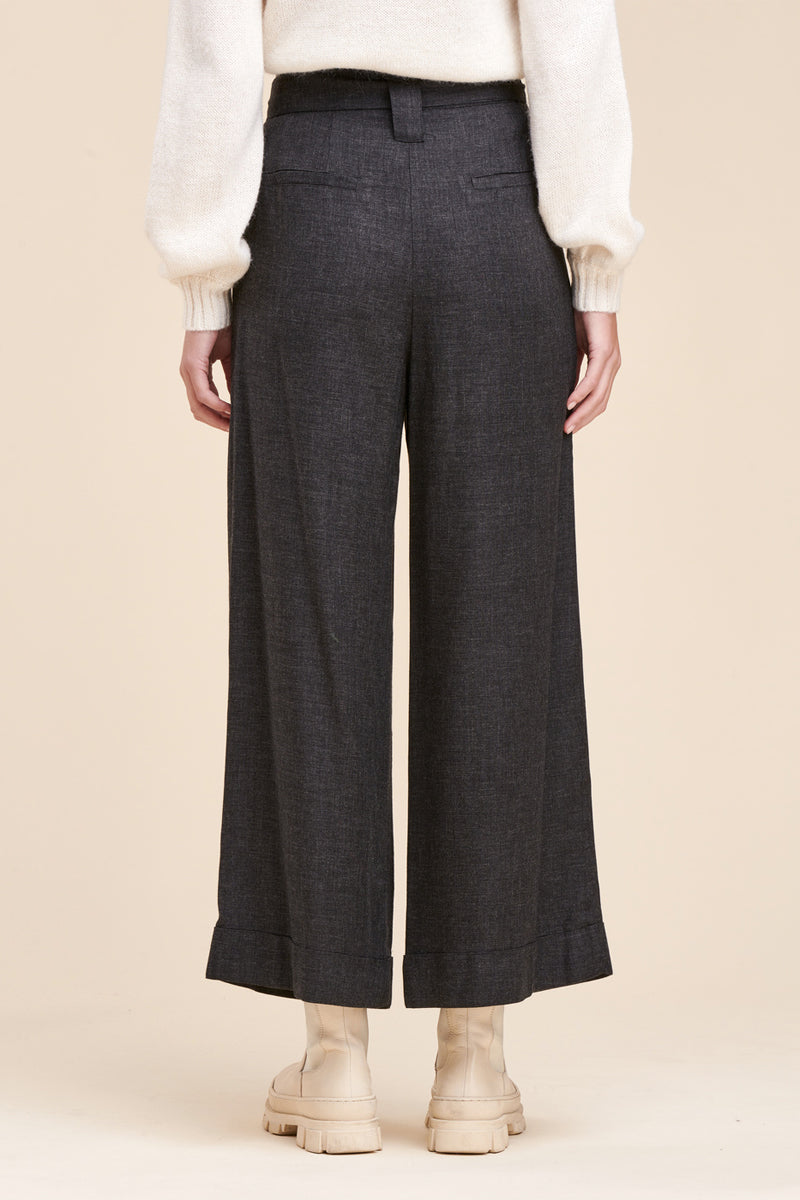 Pantalon Wide Legs Taille Haute Bartoli - Anthracite Chiné