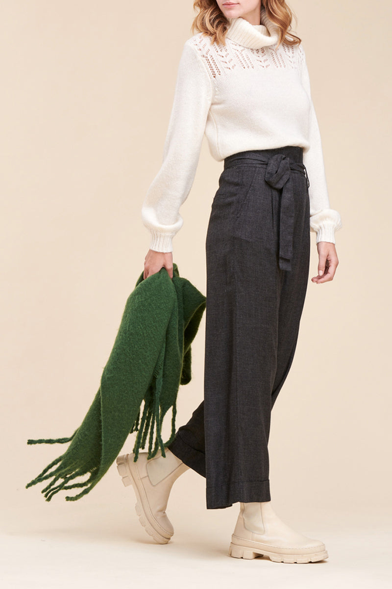Pantalon Wide Legs Taille Haute Bartoli - Anthracite Chiné