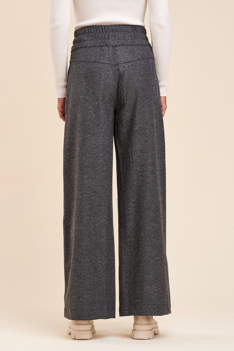 Pantalon Wide Legs Taille Haute Rostand Anthracite Chiné