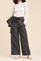 Pantalon Wide Legs Taille Haute Rostand Anthracite Chiné
