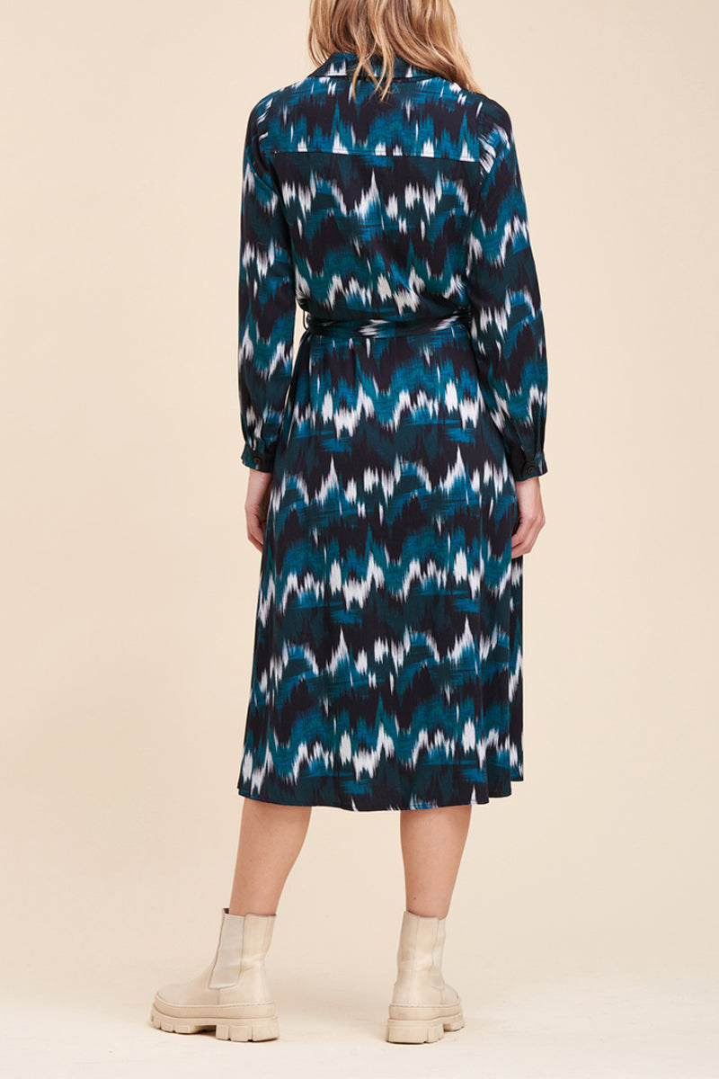 La Fée Maraboutée - Robe Chemise Tie And Dye Calvia Bleu Pétrole