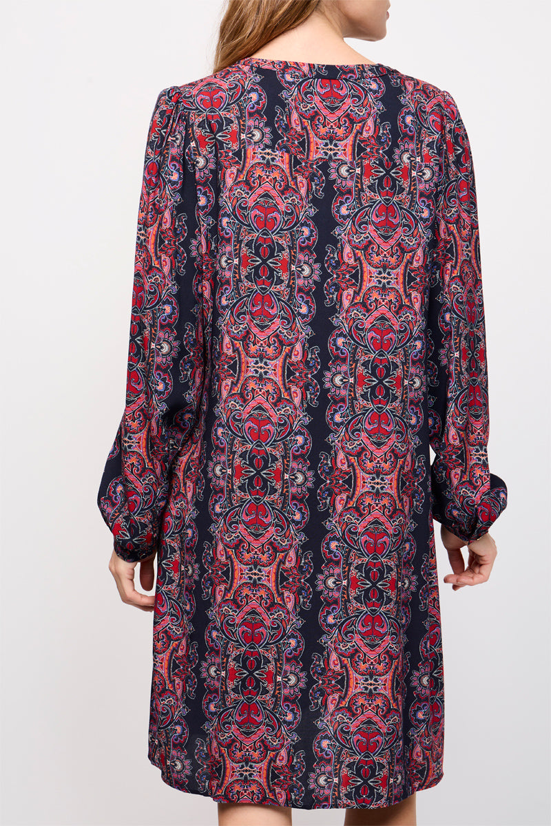Vestido Recto Changal Rojo y Violeta