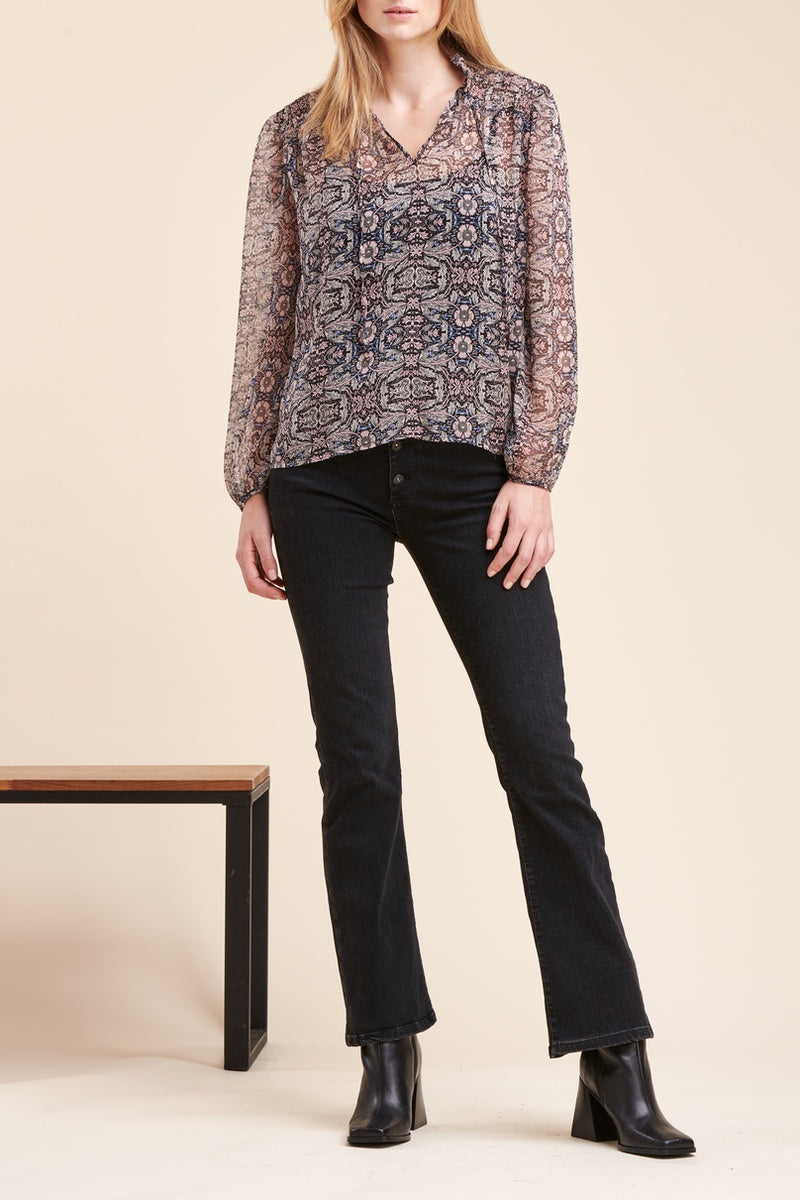 La Fée Maraboutée - Blouse Richiro Rose Et Bleu Marine