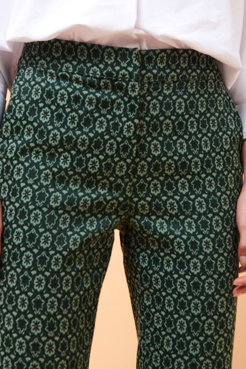 Pantalon Cigarette 7/8 Taille Haute Billy - Vert Foncé