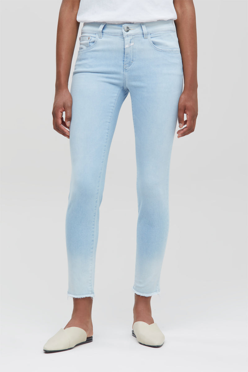 Pantalón Slim De Algodón Orgánico - Azul Claro - Mujer