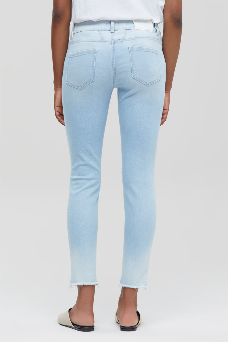 Pantalón Slim De Algodón Orgánico - Azul Claro - Mujer