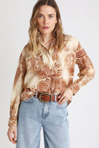 Berenice - Blouse - Beige Et Bordeaux