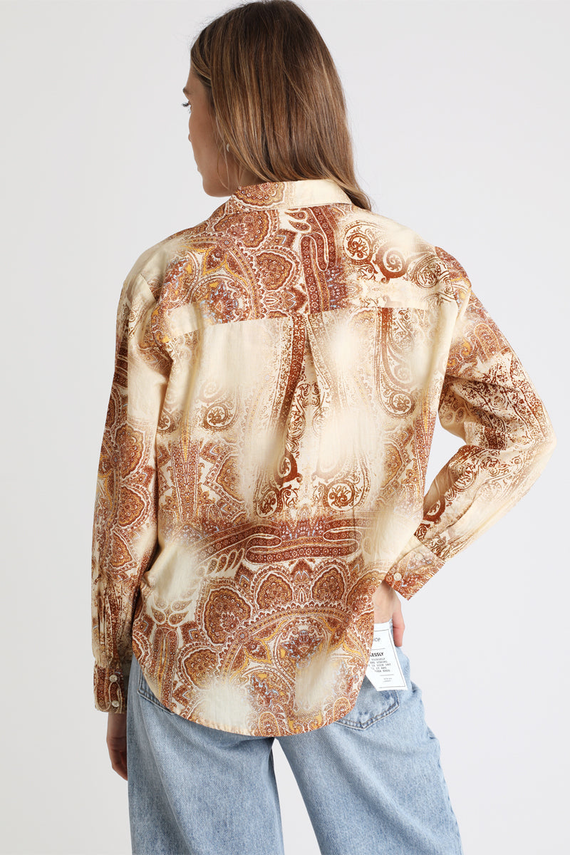 Berenice - Blouse - Beige Et Bordeaux