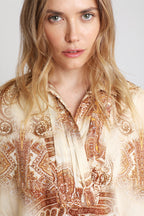 Berenice - Blouse - Beige Et Bordeaux