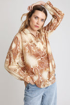 Berenice - Blouse - Beige Et Bordeaux