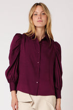 Berenice - Chemise Unie Ml Froncees - Darkpurple