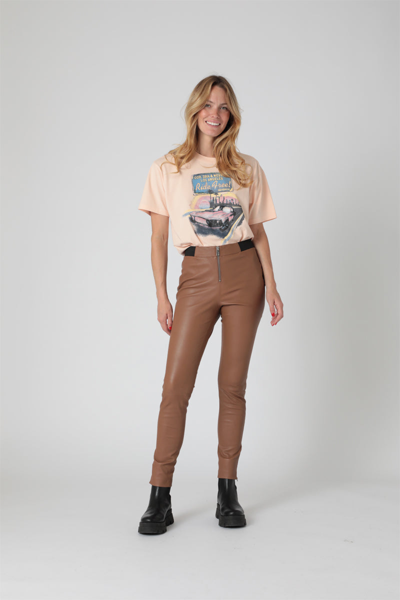 Berenice - Sheepskin Leather Trousers - Camel