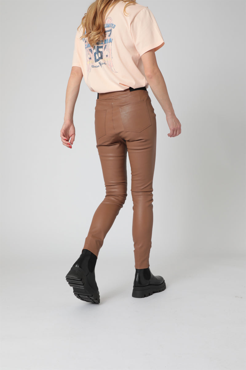 Berenice - Sheepskin Leather Trousers - Camel