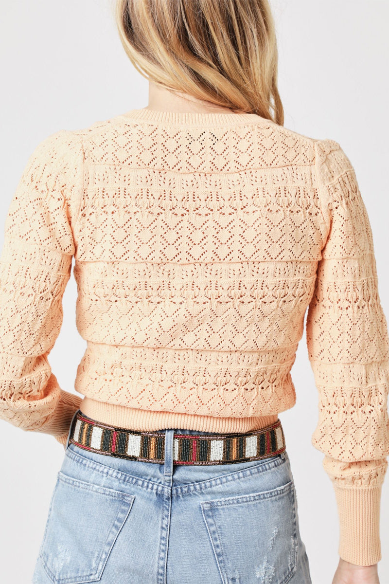 Pull Col V Crochet - Lightcoral