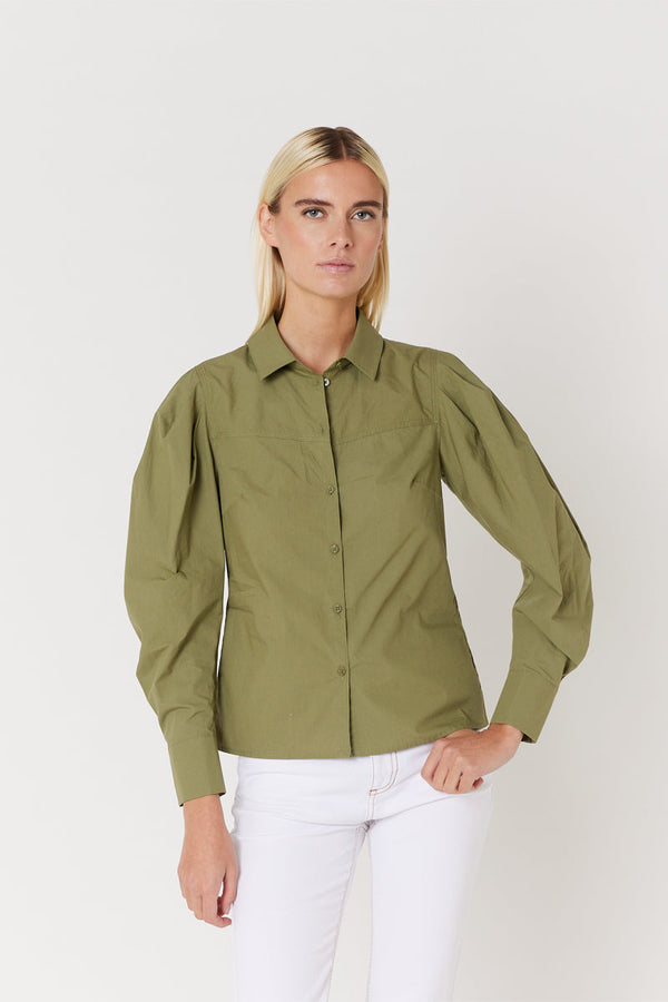 Berenice - Chemise Unie Decoupes Ml - Khaki
