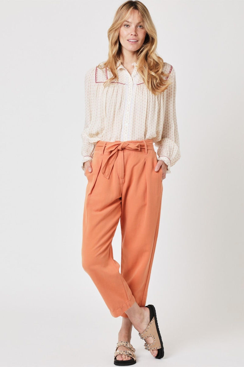 Berenice - Plain Belted Casual Trousers - Caramel