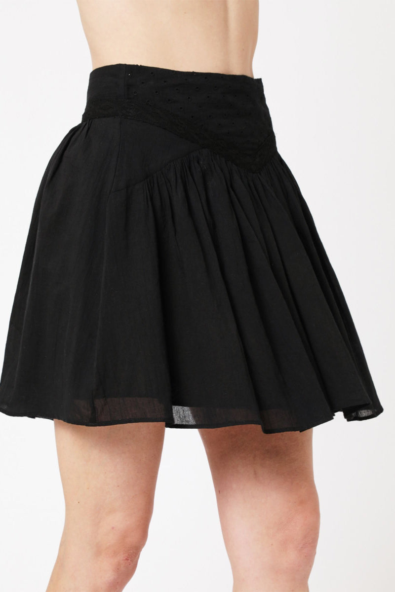 Berenice - Jupe Courte Unie Decoupes - Black