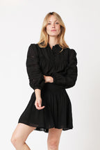 Berenice - Jupe Courte Unie Decoupes - Black